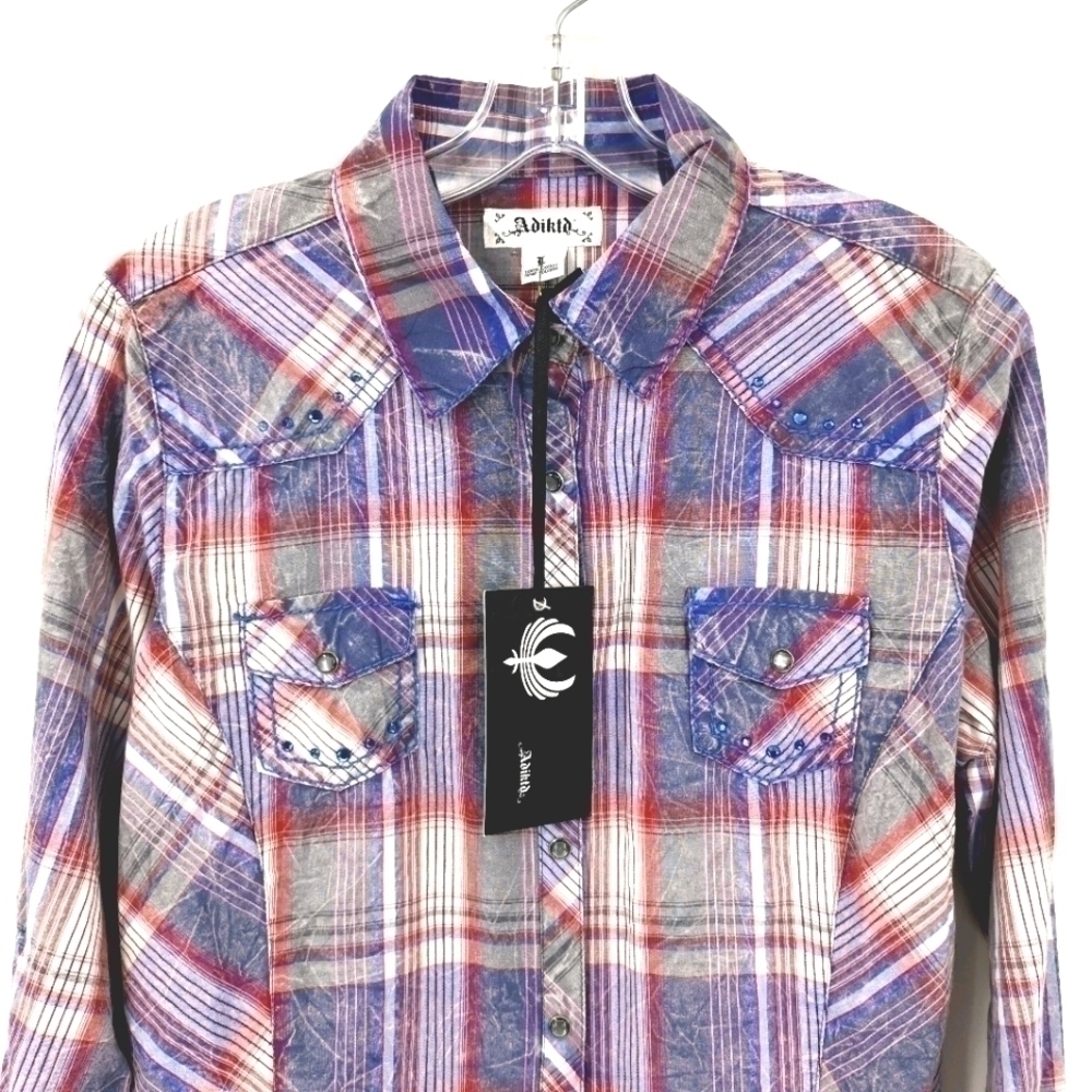 Adiktd Women's L Bling Western Button-Down Top - Picture 2 of 13